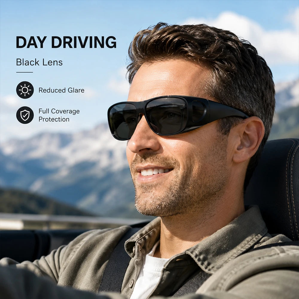 Sunglasses Fit Over Glasses for Men Women, Wrap-Around Glasses UV400 Protection for Driving and Outdoor