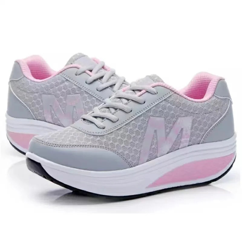 Women‘s Shoes 2024 New Fashion Breathable Mesh Wedges Platform Lace Up Sneakers Casual Shoes Zapatos Mujer