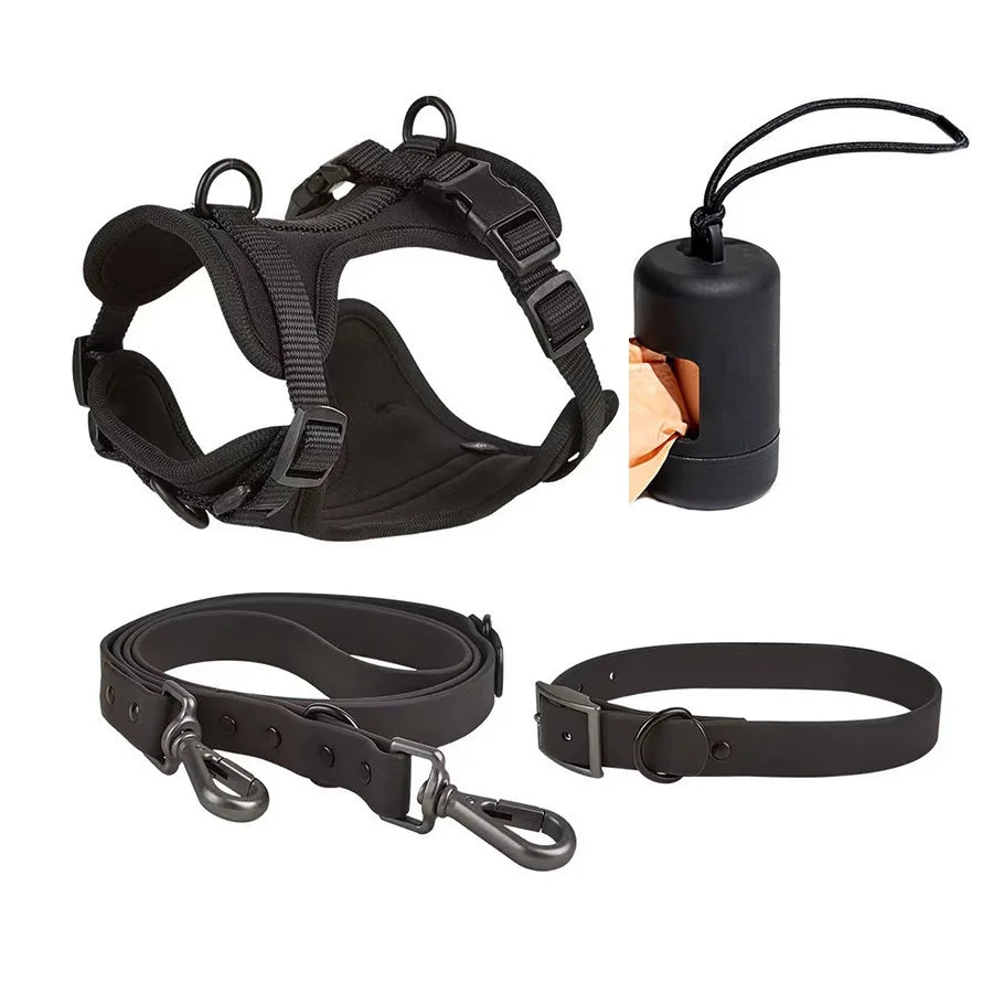 Pet Leash Anti-slip Breathable Collar Drawstring Chest Back Garbage Bag Storage Set Pet Travel Harnesses Supplies Accessories