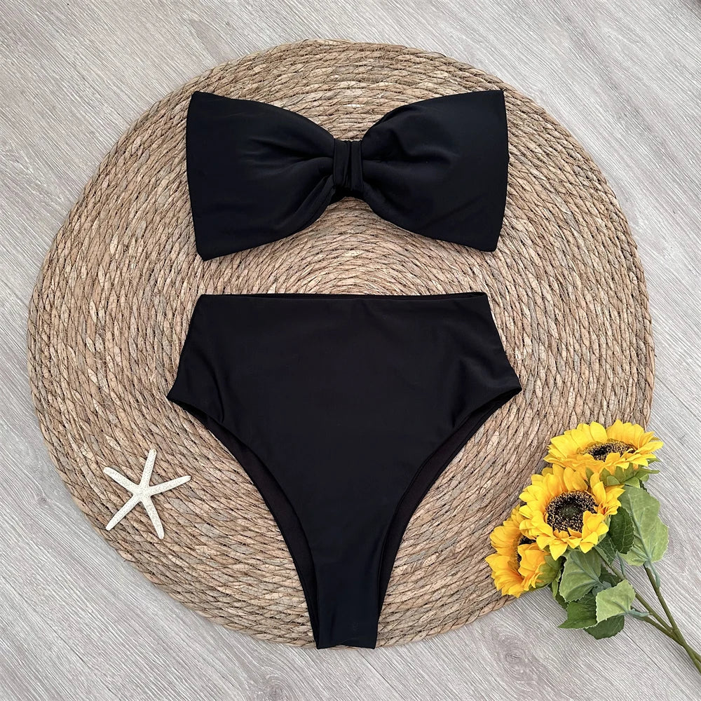 High Waist Bikini 2024 Sexy Bow Women Swimsuit Female Bikini Set Push Up Women Swimwear Brazilian Swimming Suit Bathing Suit