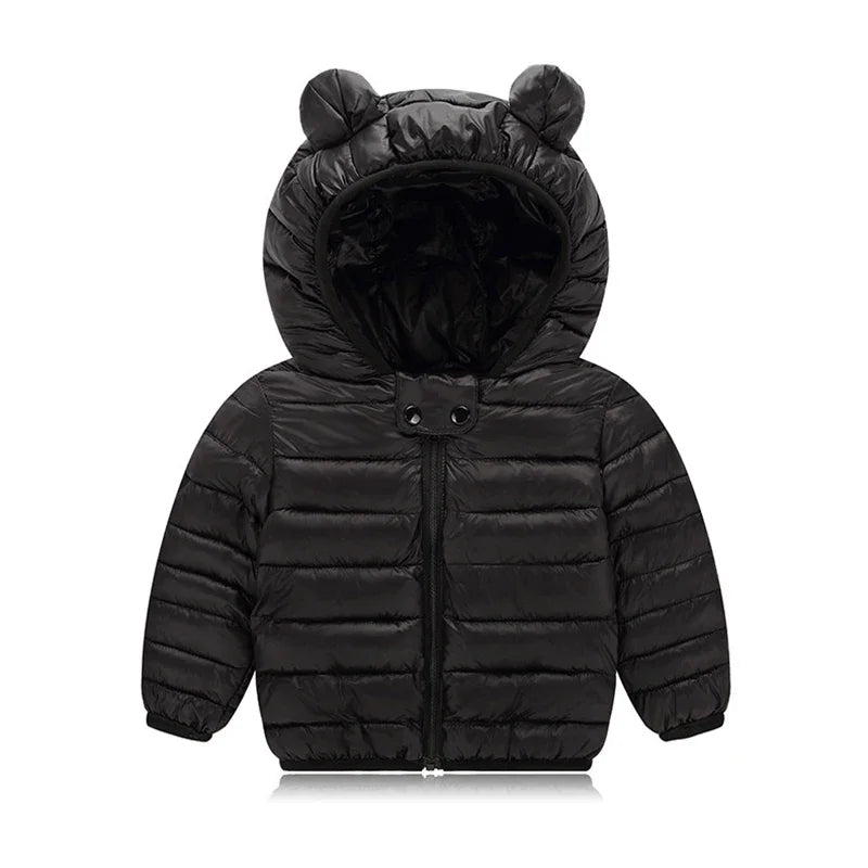 Cute Baby Girls Winter Clothes Kids Light Down Coats with Ear Hoodie Spring Girl Jacket Toddler Children Clothing for Boys Coat