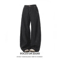 American Retro Deconstructed Bla Knife  Jeans Women's Loose Silhouette Wide Leg Floor Length Trousers Casual High Waist...