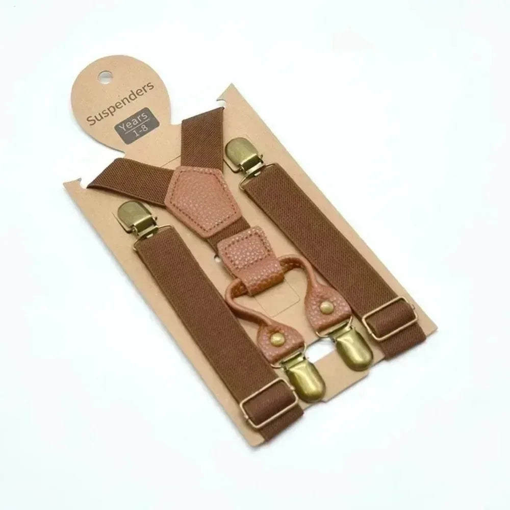 Kids Adjustable Elastic Suspenders Braces for Boys Girls Children Wedding Party Fashion Accessories Black