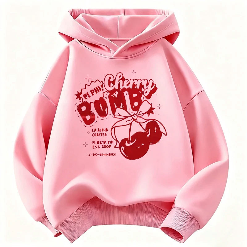 Y2k Girls Hoodie Cherry Design Children's Sweatshirt Cute Hoody for Boys Girls Autumn Winter Casual Hoodies Kids
