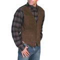 1Men'S Leather Vest V Neck Single-Breasted Western Sleeveless Men Waistcoat Motorcycle Biker Leather Jacket Club Chopper Vest