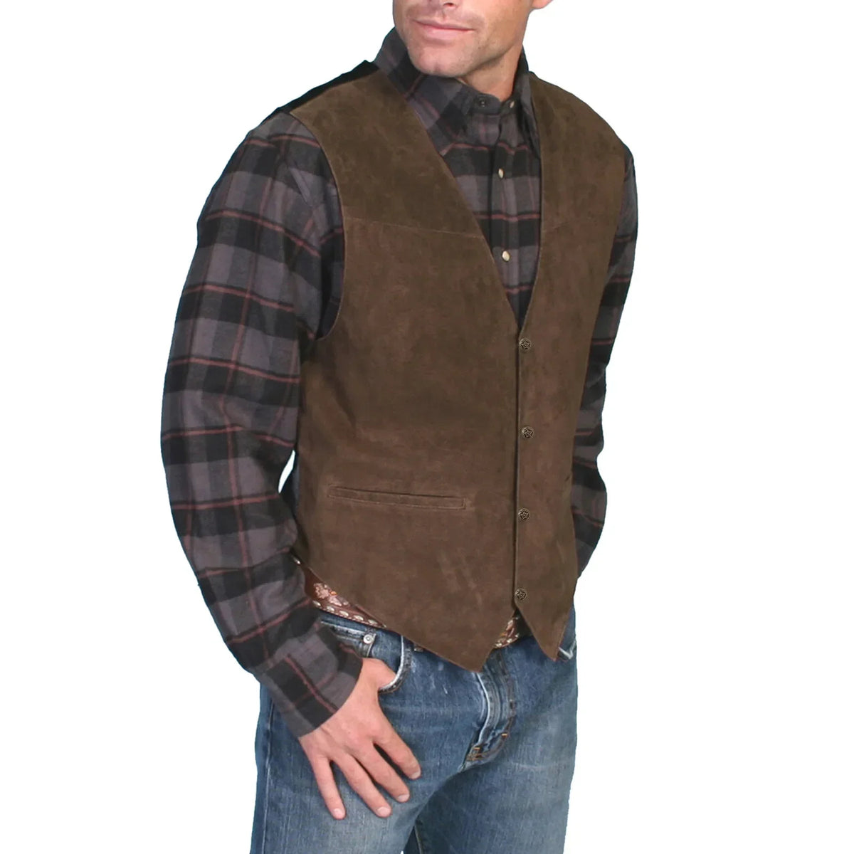1Men'S Leather Vest V Neck Single-Breasted Western Sleeveless Men Waistcoat Motorcycle Biker Leather Jacket Club Chopper Vest