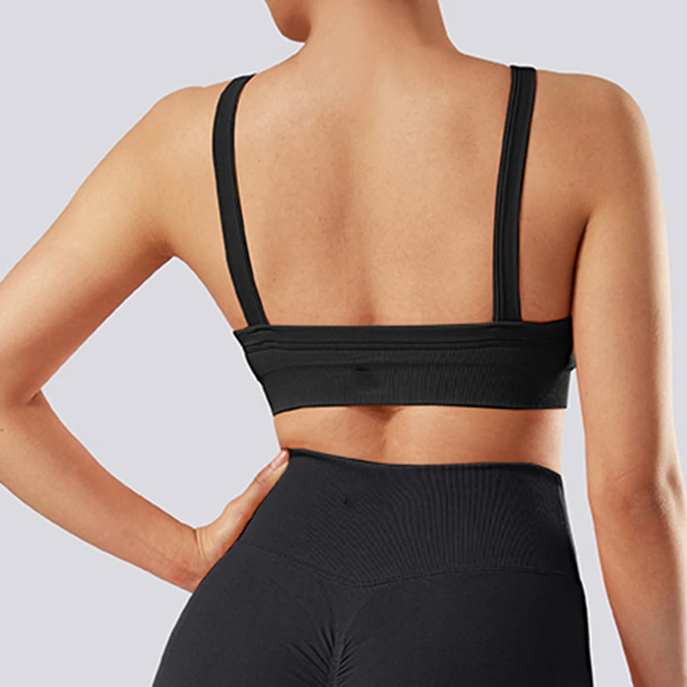 Backless Sportswear Woman Gym Sports Bra Seamless Underwear Woman  Inner Padded Yoga Vest Bralette Push Up Yoga Bra Female