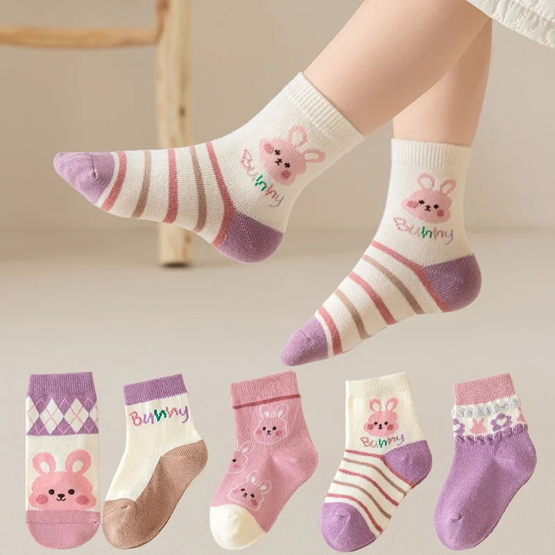 5 Pairs Baby Children's Socks Cartoon Spring Autumn Animal Kids Sock Girls Cute Boy Toddler Socks 1-12 Years