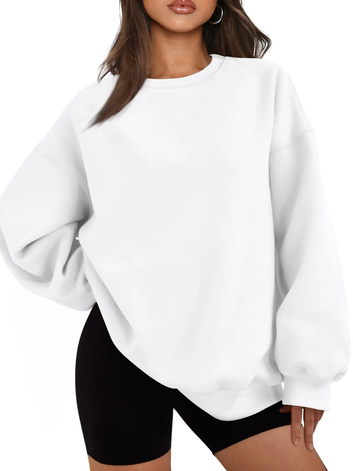 Loose Solid Color Women's Cotton Hoodies Casual Autumn Winter Fleece Sweatshirt Oversize Pullover O-Neck Top Hoody Couple Unisex