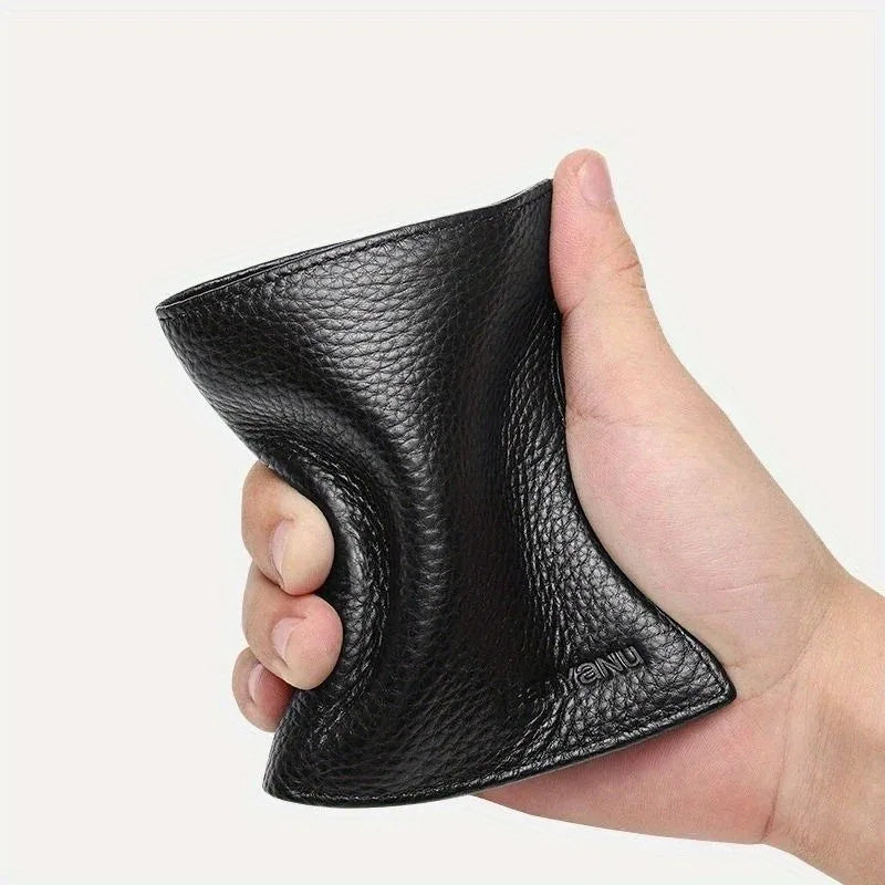 Vertical Short Wallets for Men Genuine Leather Rfid Blocking Wallet Men Coin Pocket Slim Card Holder Minimalist Small Purse
