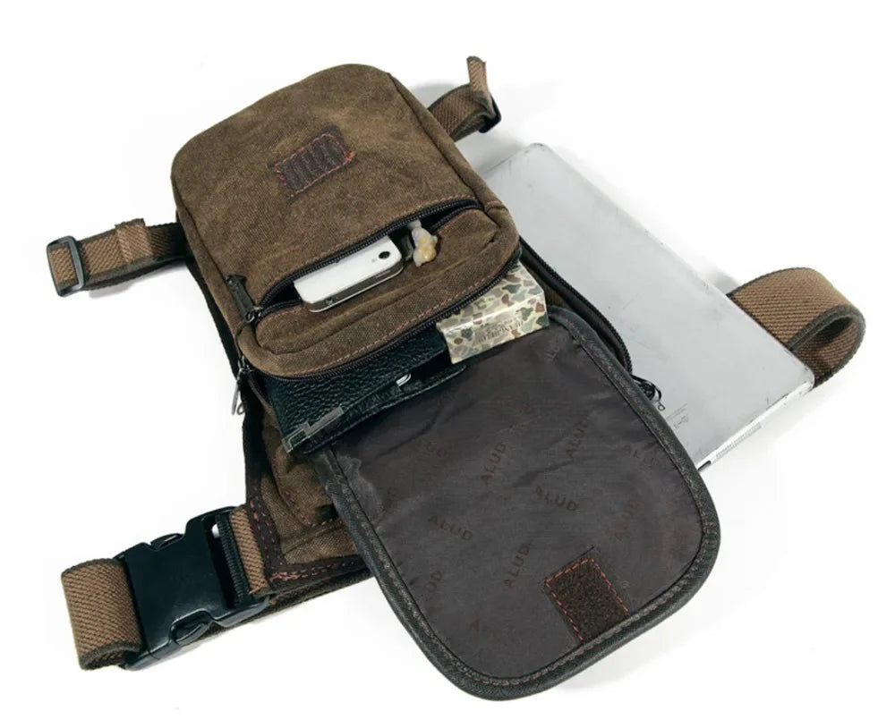 Men's Canvas Drop Leg Bag Motorcycle Multi-purpose Messenger Shoulder Bags High Quality Belt Hip Bum Waist Fanny Pack