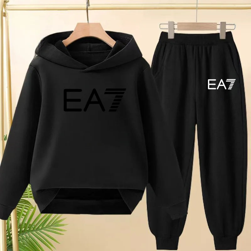 Kids Autumn Winter Hoodie  Letter Print Clothing Casual Top+Trousers 2PBoy Girl 3-12Yrs Child Gift Brand Sports Coat Jogging Set