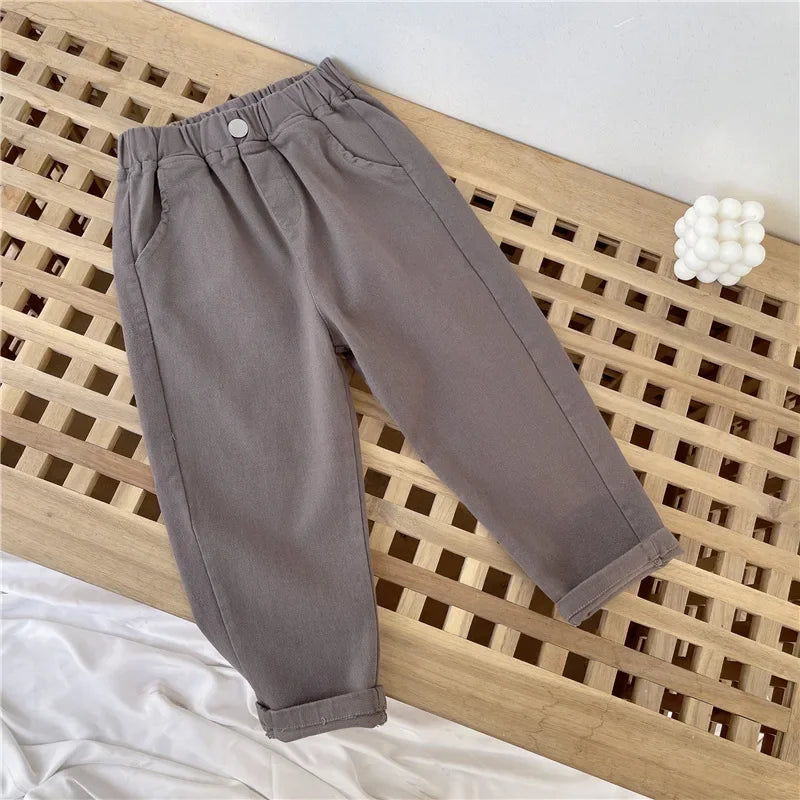 Korean Style Kids Pants - Autumn Spring Slacks for Boys & Girls, Foreign Fashion Trousers Winter Clothes for Girls