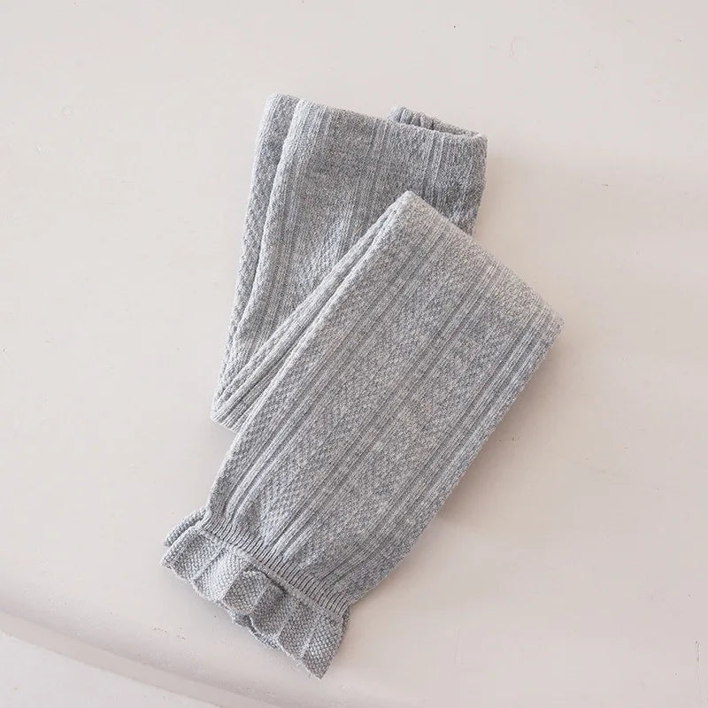 Kid Pants Spring Autumn Baby Girls Stretch Tight Leggings Cotton Solid Ruffle Ribbed Toddler for 1-8years