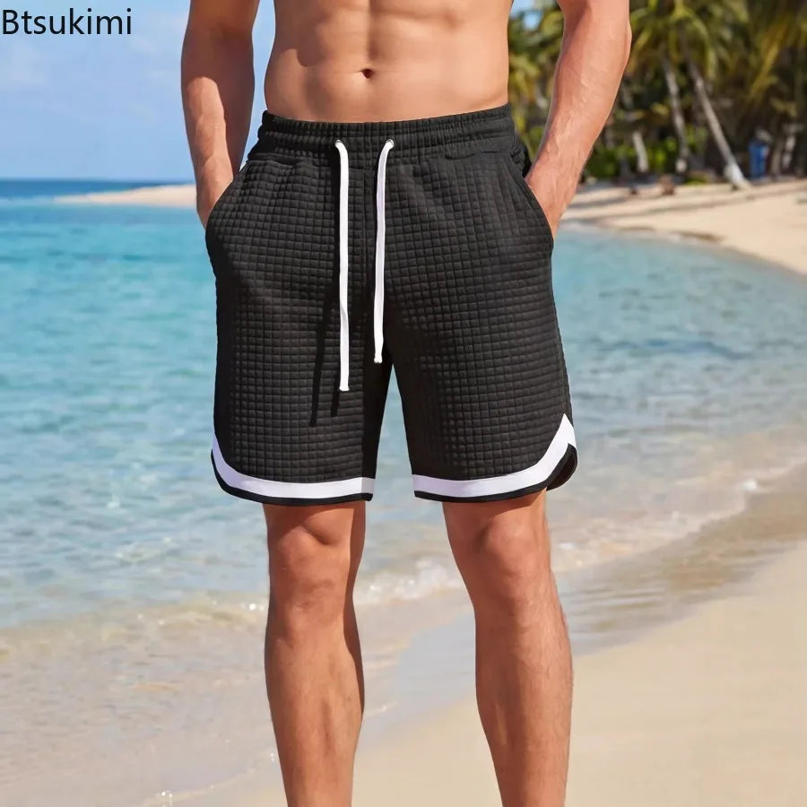 Men's Fashion Sports Shorts Casual Vacation Waffle Weave Shorts Casual Breathable Athletic Shorts Comfortable Breathable Garment