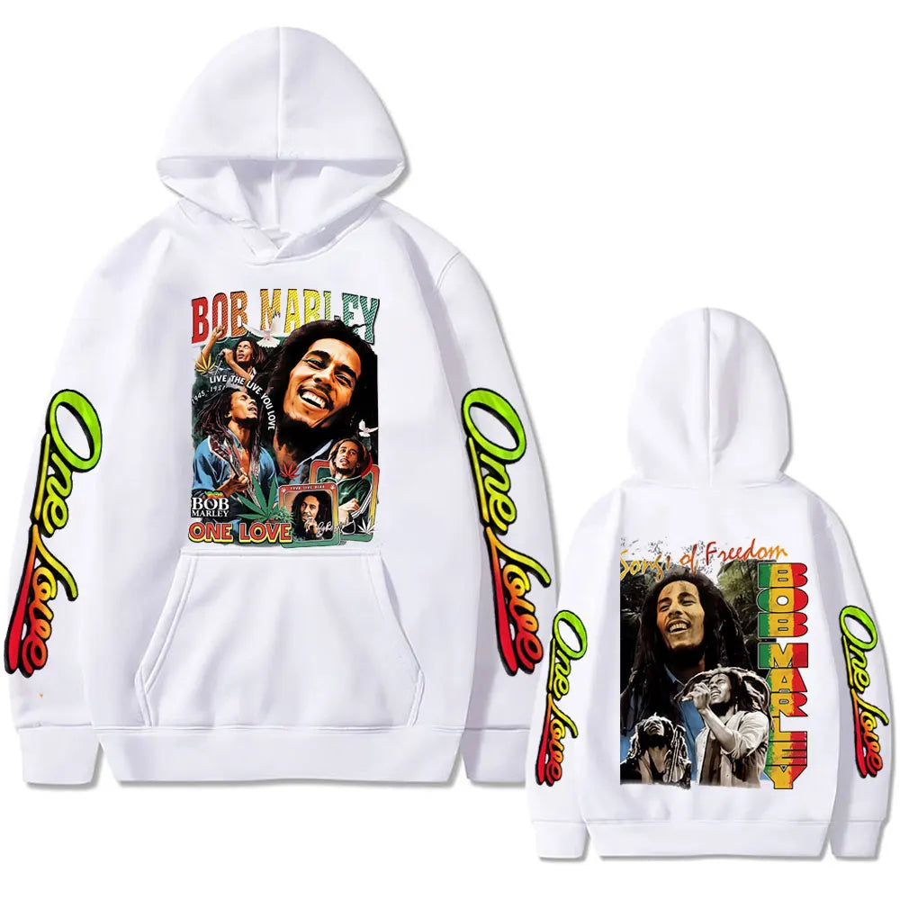 Reggae Bob Marley One Love Hoodie Men Women Casual Vintage Sweatshirt Male Gothic Punk Oversized Pullover Hoodies 90s Streetwear