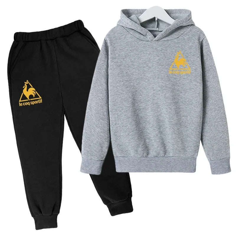 Kids Spring Autumn Casual Fashion Pullover Hoodie+Pants 2pcs Tracksuits 2-13 Years Boys Girls Streetwear Children Clothes Sets