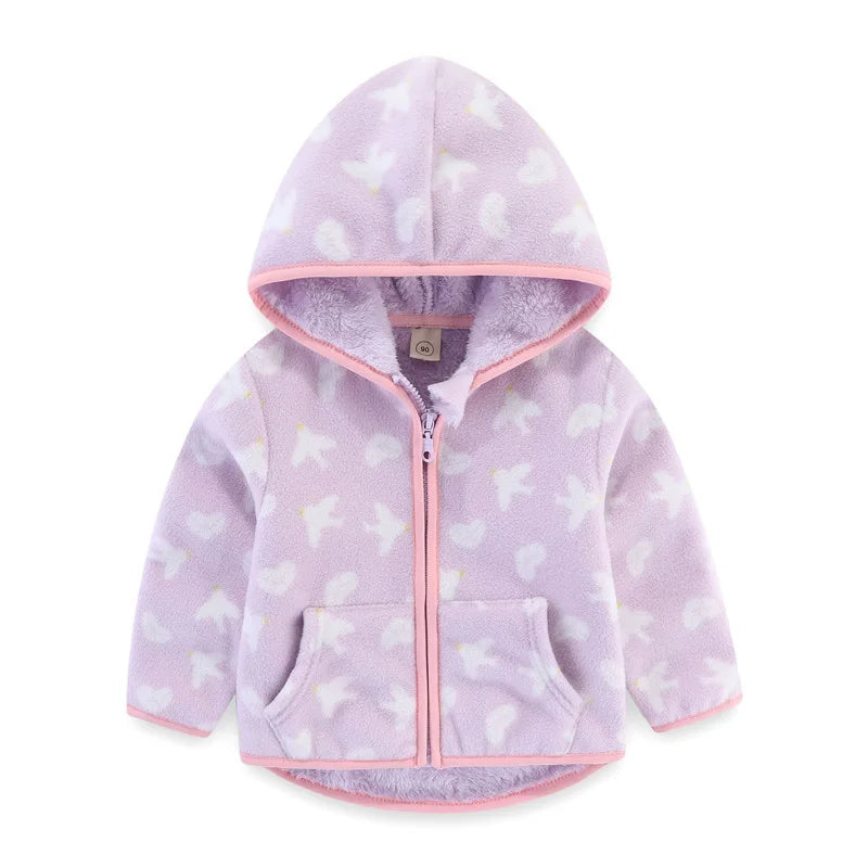 Boys Girls Autumn Winter Hooded Jacket Toddler Long Sleeve Zipper Outwear with Print Costume Baby Clothing New Arrivals