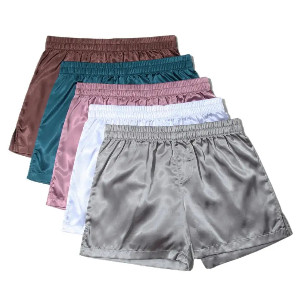 Men's Pajamas Shorts Soft Silky Underwear Men Boxers Shorts Sleep Bottoms Homewear Sleepwear Loose Lounge Shorts