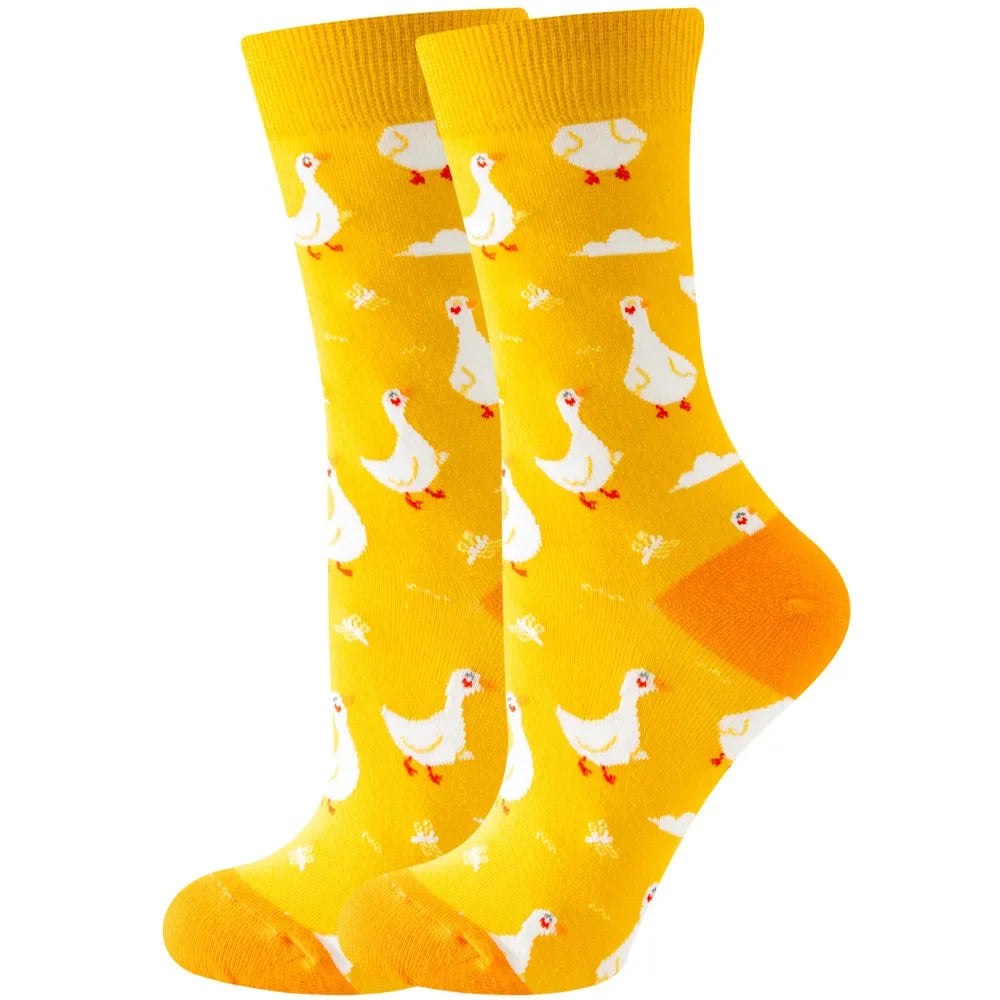 Cute Women Socks Cartoon Animal Food Fruit Socks Kawaii Funny Trendy Socks Happy Harajuku Casual Autumn Spring Stocking
