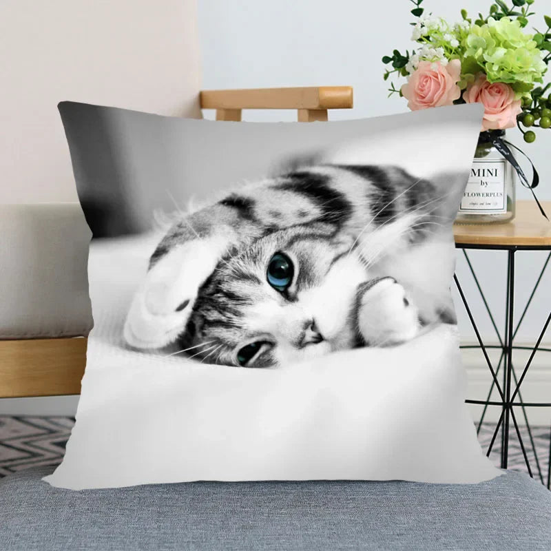 Cute Animal Bed Pillowcase for Car Sofa Home  Pet Cat Printed   Cushion Cover