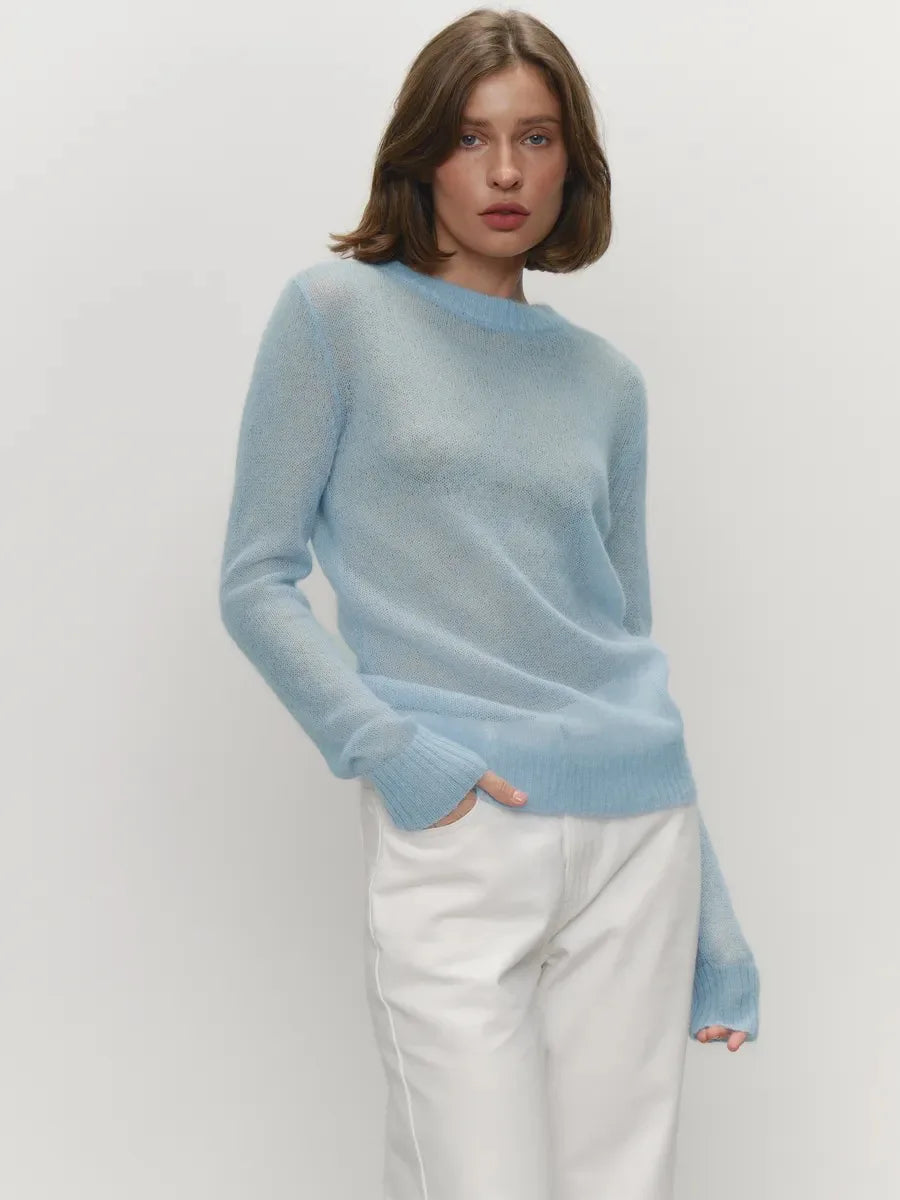 Wolfeel Summer New O-neck Elegant Slim Fit Sweater Women's Jumpers Casual Chic Thin Long Sleeved Fashion Lady Loose Pullovers