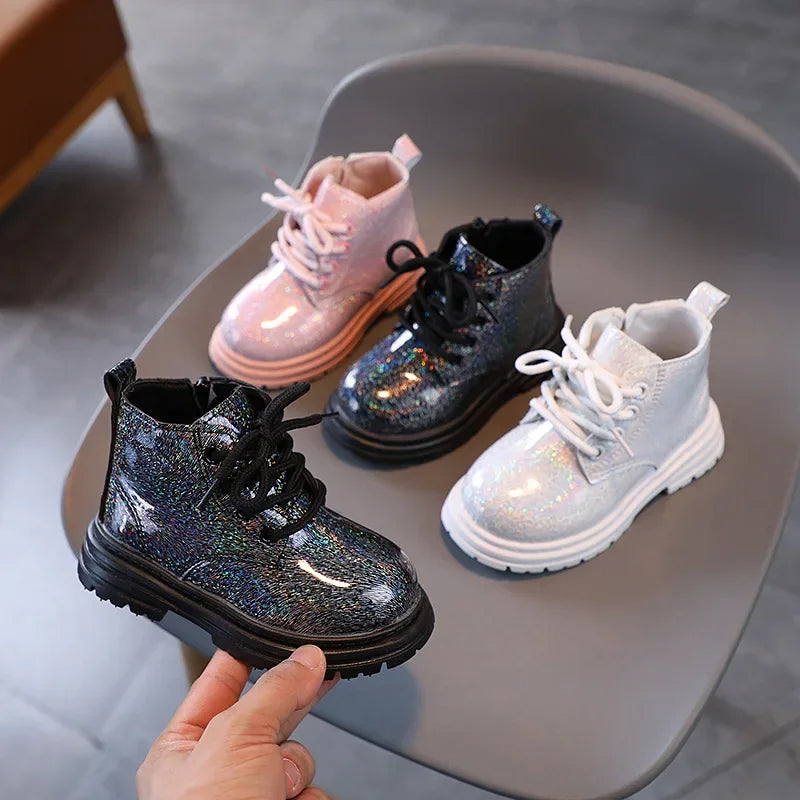 Kids Boots for Girl Solid Color Toddlers Causal Spring Autumn Leather Boots Fashion Children's Versatile Platform Ankle Boots