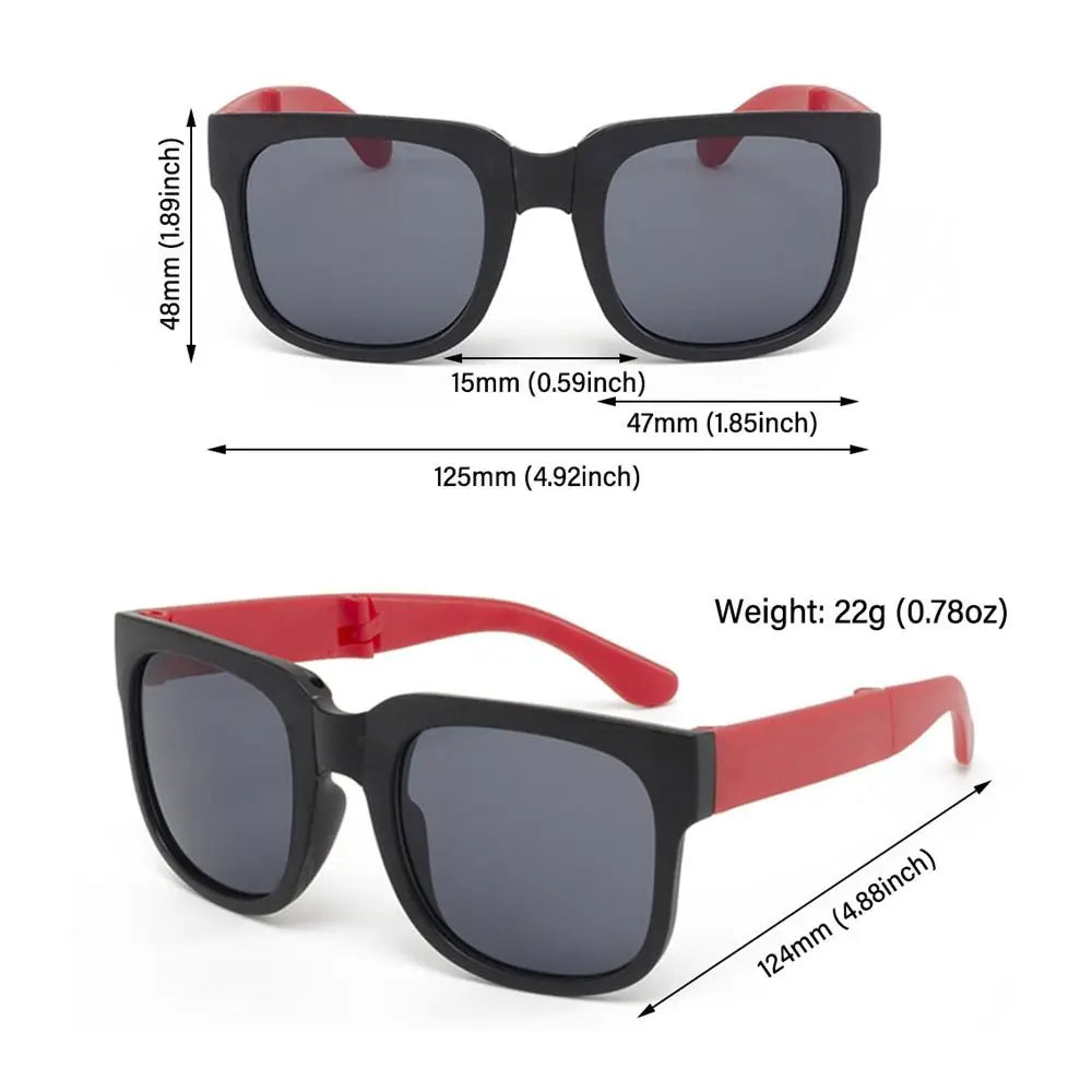 Outdoor Kids Sunglasses Vintage Square Frame UV 400 Foldable Sunglasses Shades for Toddler Boys and Girls