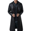Men Long Pu Leather Coat 2026 Autumn Men Black Pu Jacket Men Clothing Classic Windbreaker Jacket Male Retro Zipper Trench Coat