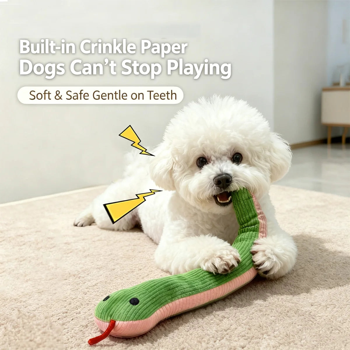 Pet Sound-Making Paper Toys Soft Plush For Teeth Grinding Interactive Chewing Simulation SnakeToyCats&DogsRelieve Stress Boredom