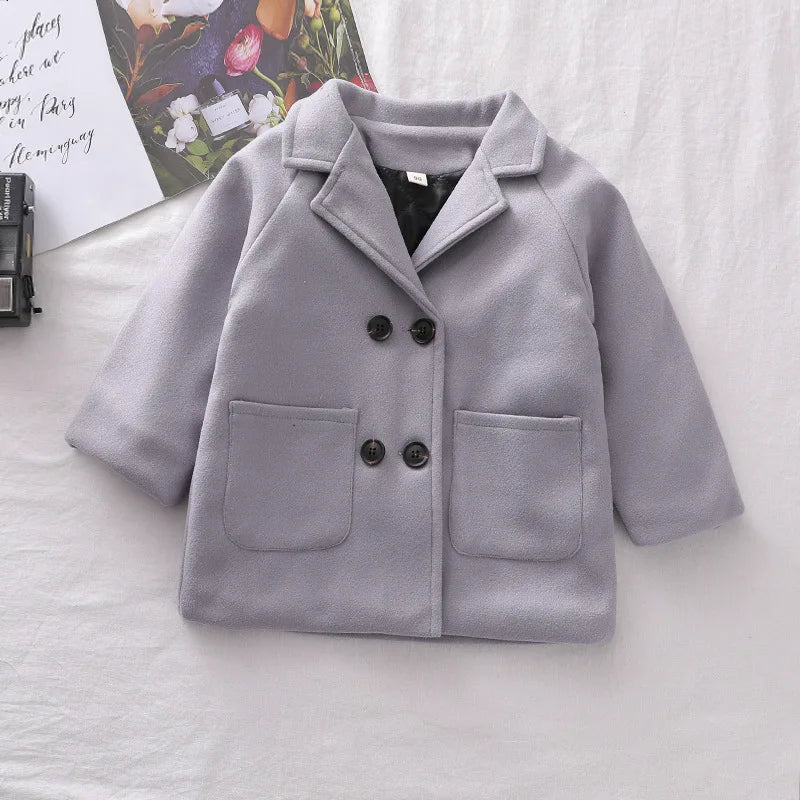 2 3 4 5 6 Years Baby Boys Jacket Spring Autumn Keep Warm Fashion Windbreaker Long Sleeve Woolen Coat Birthday Gift Kids Clothes
