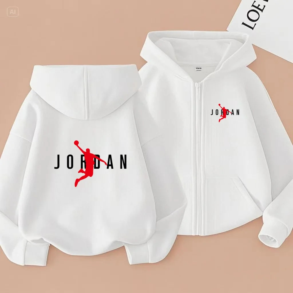 kids Autumn Winter Sweatshirt Basketball Charming Clothing Zipper Style Hoodie Girl Boy 3-12 Years Fashion Blue Black White Coat