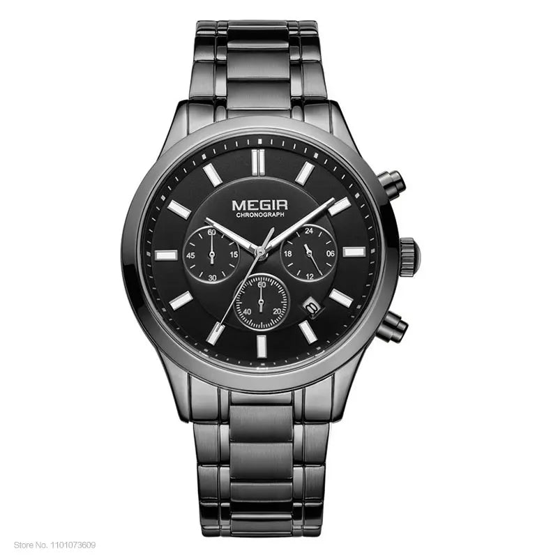 MEGIR Watches for Men 2021 New Chronograph Quartz Watch Luxury Stainless Steel Wristwatch Man Relogios Masculino часы мужские