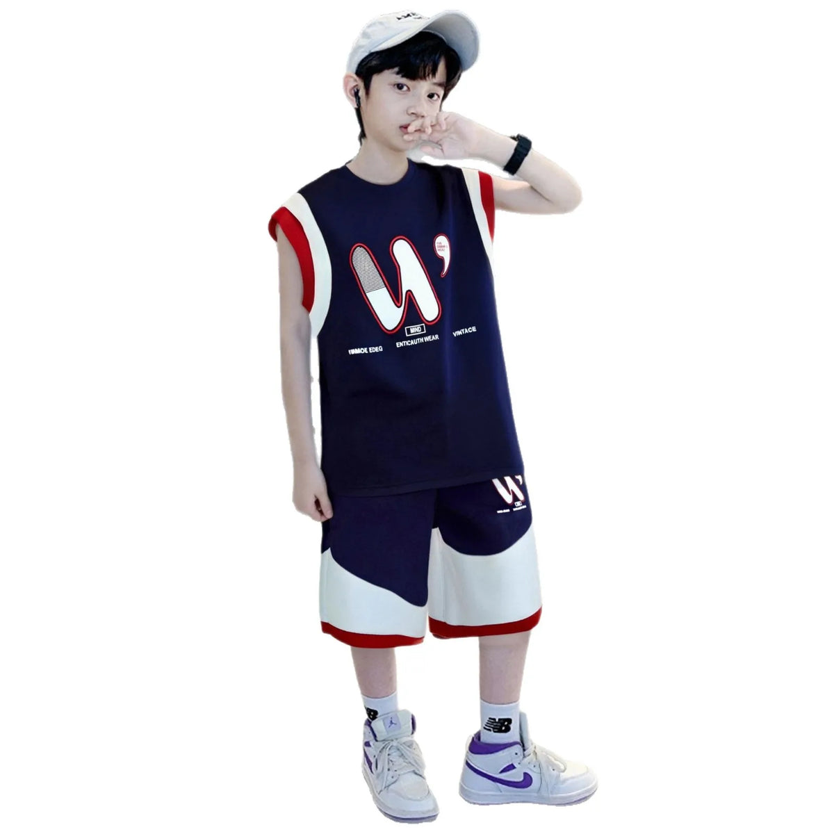New Casual Breathable Children's Clothing Medium Large Kid Boy Girl Vest Shorts Set Kids Vest Basketball Jersey Quick-Dry Set