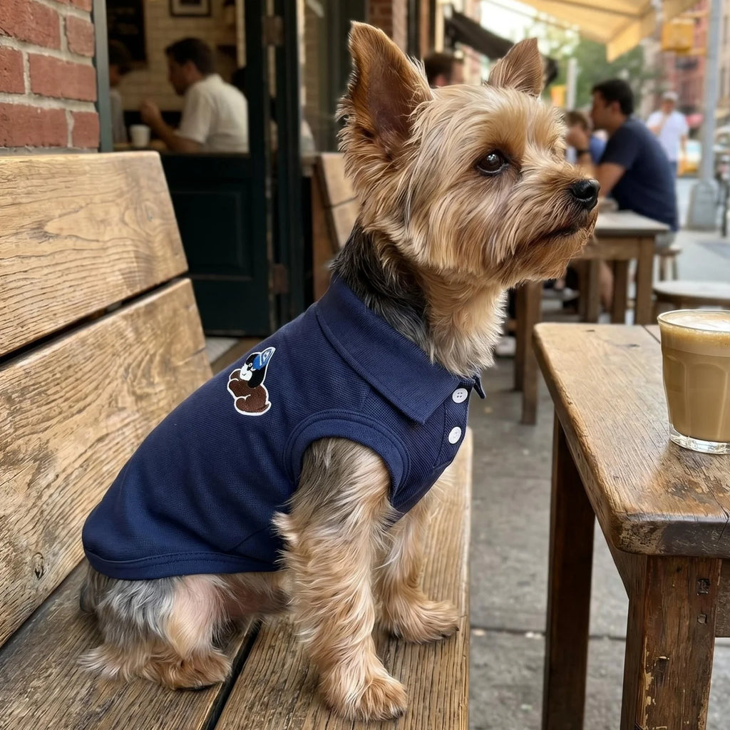 Fashion Embroidered Dog Polo Shirt Breathable Sleeveless Pet Clothing For Small Breeds Outdoor Walking Pet Outfit