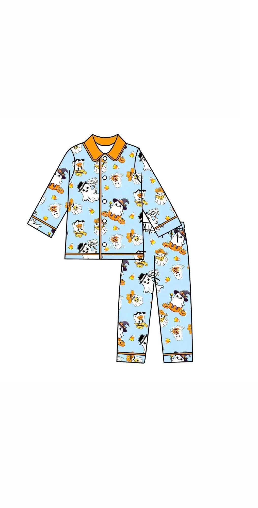 Wholesale Purple Children's Halloween Pajamas Kids Pumpkin Cany Set Boys Girls Clothing
