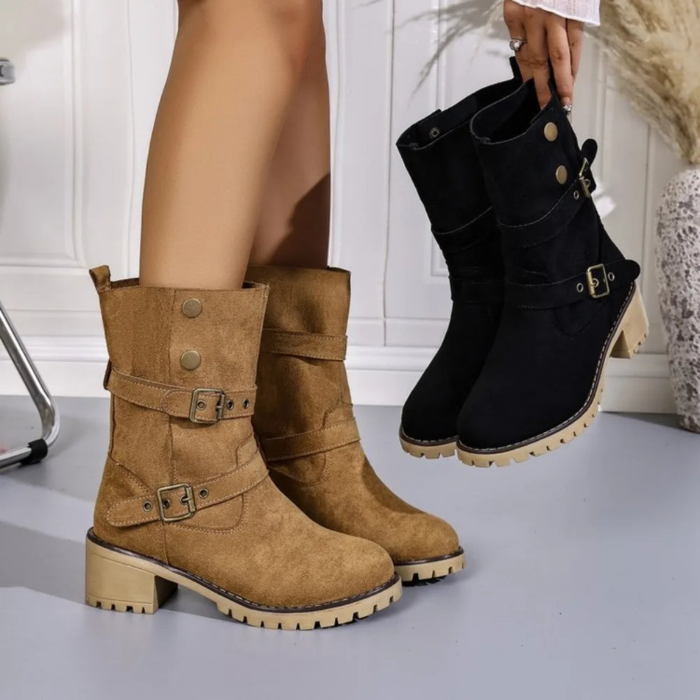 Women Boots Fashion Outdoor Comfortable Boots Trend Vintage Detachable Western Boots Women Solid High Quality Style Shoes Women