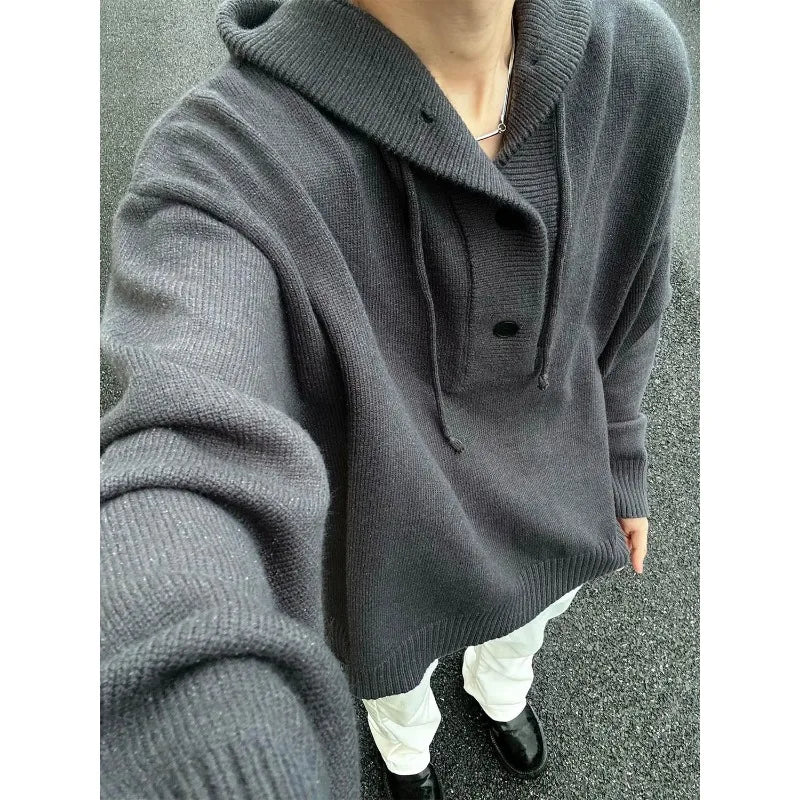 New Autumn Winter Sweaters for Men Loose Trendy Brand Hooded Pullover Sweaters
