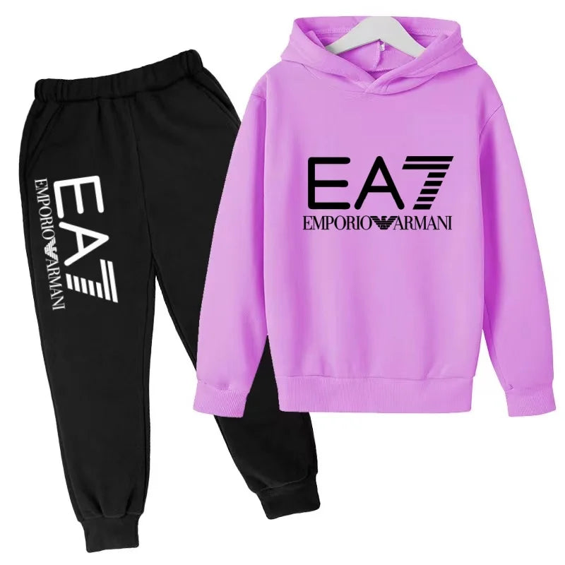 Kids Autumn Winter Hoodie Boy Girl 3-12Yrs Letter Print Clothing Casual Top+Trousers 2P Child Gift Brand Sports Coat Jogging Set