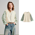TOYOUTH Women Hoodies 2026 Spring New Fake Two-Piece Splicing Jacquard Casual Sweatshirt Tops