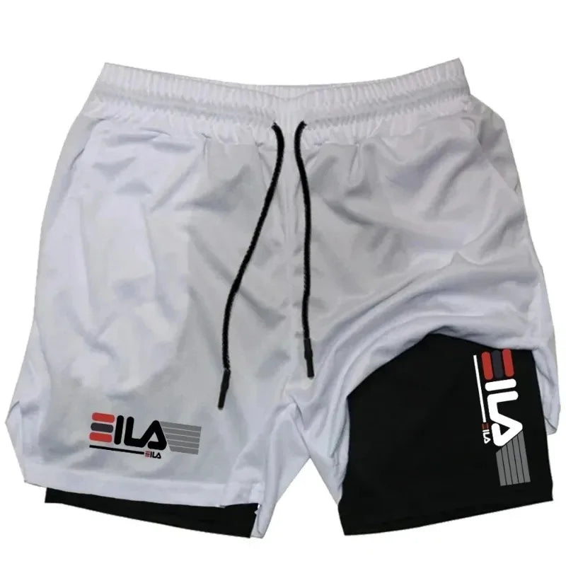 Men's sports shorts double layer two-in-one quick-drying breathable casual shorts summer running sportswear pants M-3XL