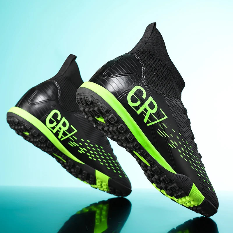 Unisex High Top Soccer Shoes Autumn Kids Teenager Turf And Firm Ground Cleats For Amateur Match Daily Football Training Outdoor