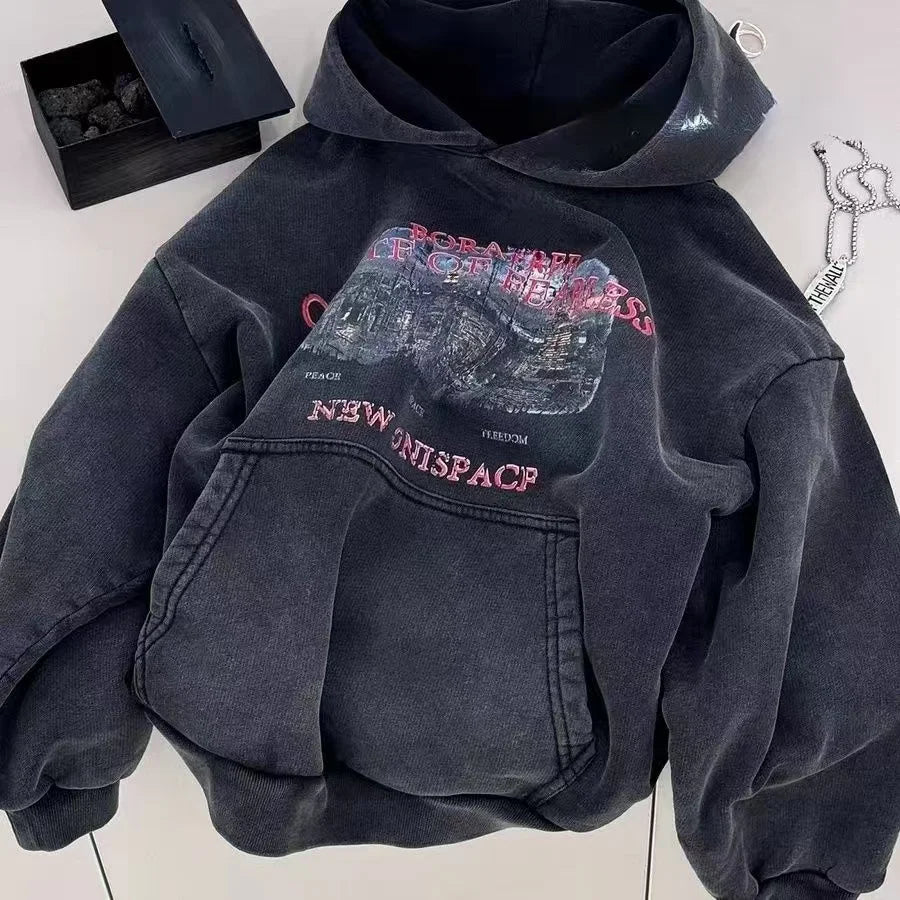 Boys Hooded Sweater Autumn New Children's Retro Trendy Casual Jumper Boys Loose Top 2025
