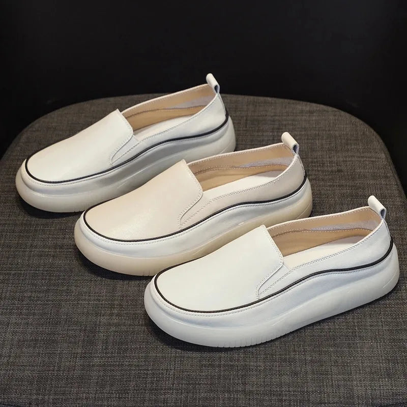 Women's Slip-On Loafers Cow Leather Flats Spring Summer Casual Comfortable Mom Shoes Mujer Zapatos Chaussure Femme