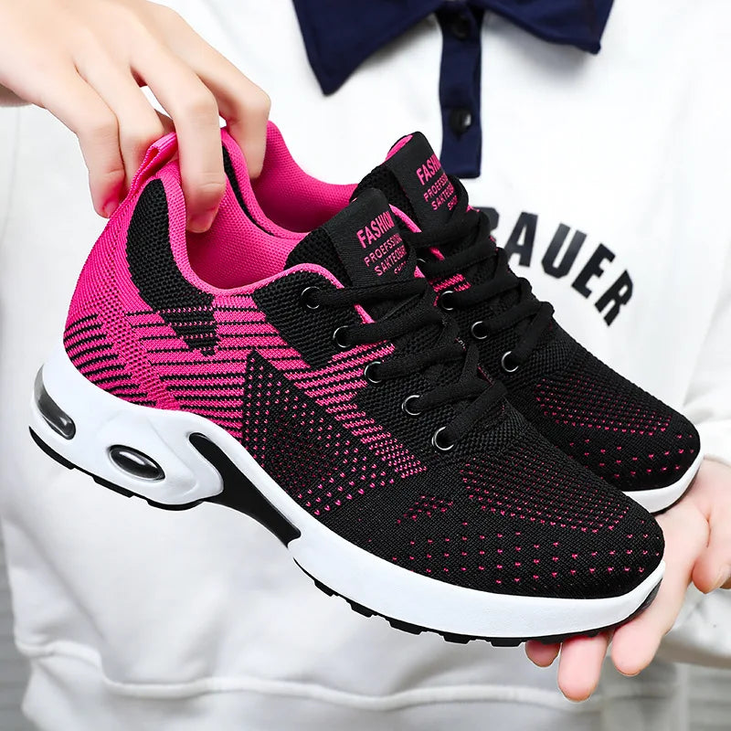 Women's Running Shoes Large Size  Spring New Casual Breathable Lace-Up Air Cushion Sports Sneakers