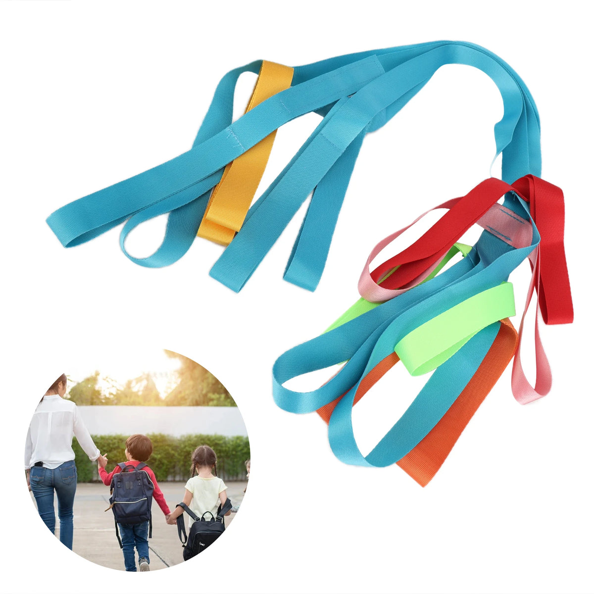 Kids Safety Line Rope Kids Walking Rope Anti‑Lost Colorful Handles Children Safety Line Rope for Preschool Daycare