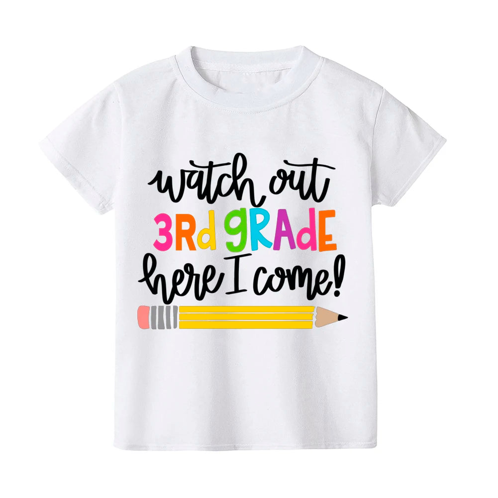 First Day of Kindergarten Kid T-Shirt Girl Boy Clothes Back To School Shirt Preschool 1-5th Grade Child Shirts School Opens Gift