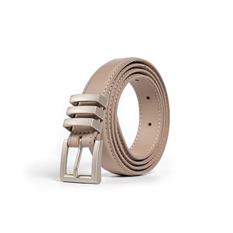 BEAUTODAY Belts Women Full Grain Leather Versatile Solid Color Metal Buckle 2024 Ladies Accessories Handmade 91055