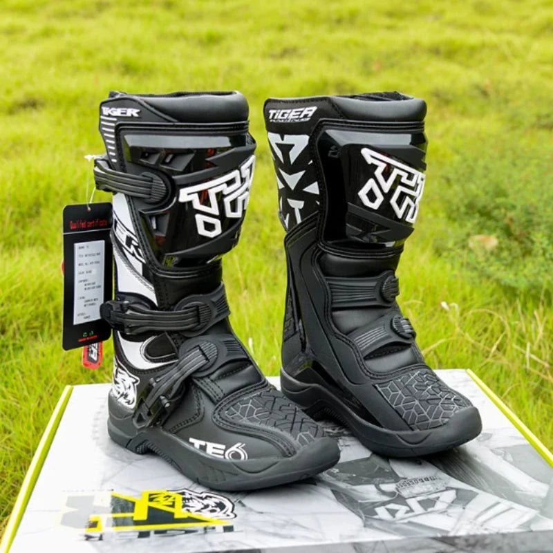 NEW TE006 Kids Motocross Boots Black Off-Road Motorcycle Boot Children Orange Youth Dirt Bike Racing Bota MX Gear for 6-12 Years