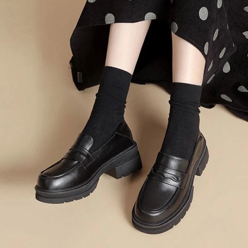 Women's Platform Loafers, All-Season British Style Espadrilles, Fashionable Commuting and Daily Wear, Retro Comfortable Design.